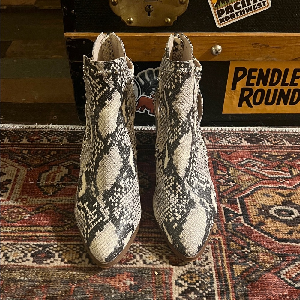Steve Madden Snake Print Ankle Boots - Picture 2 of 6